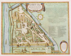 Mappa che mostra il Cremlino, Mosca, 1662
